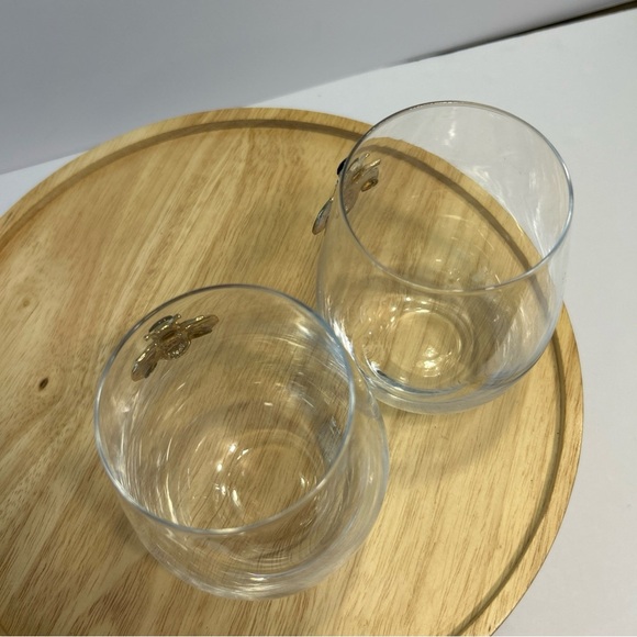 Rachel Zoe Bumble Bee Stemless Wine Glasses Tumblers Set Of 2 - Picture 6 of 6